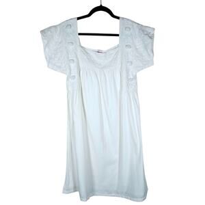 Buggy Womens Dress Large White Embroidered Boho Peasant Cottagecore Summer Mini